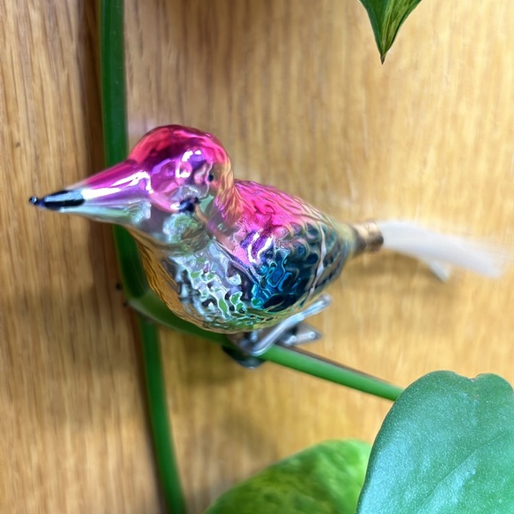 Vintage Glass Blown Bird Clip On Christmas Ornament with Tail - Picture 5 of 8